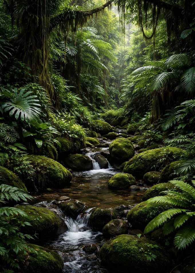 Lush Green Jungle Stream