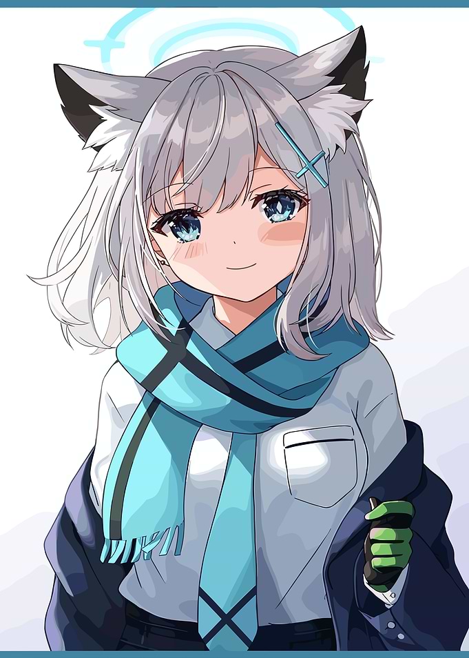 Anime Girl with Wolf Ears and Halo