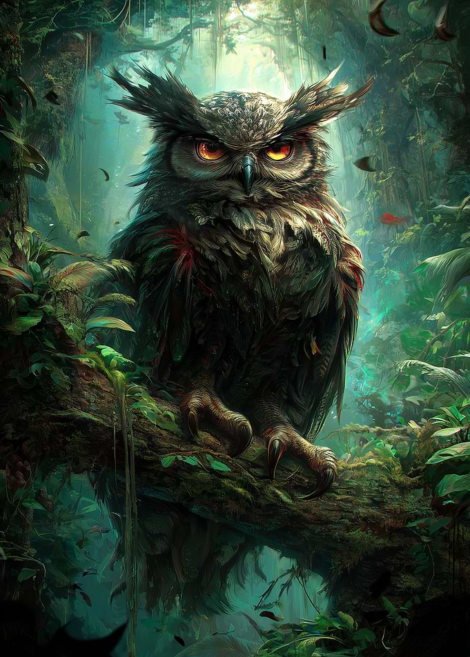 Majestic Owl in Lush Forest