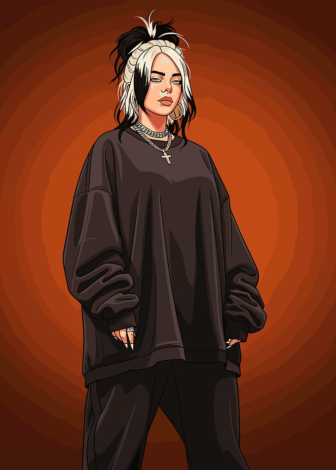 Billie Eilish Cartoon Portrait