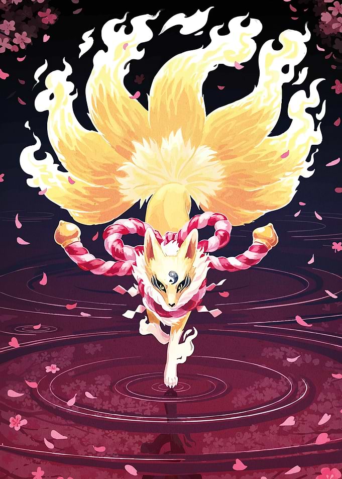 Nine-tailed fox spirit illustration