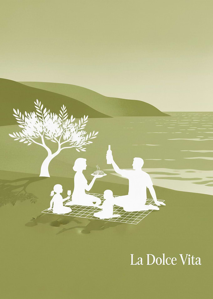 La Dolce Vita Family Picnic Illustration