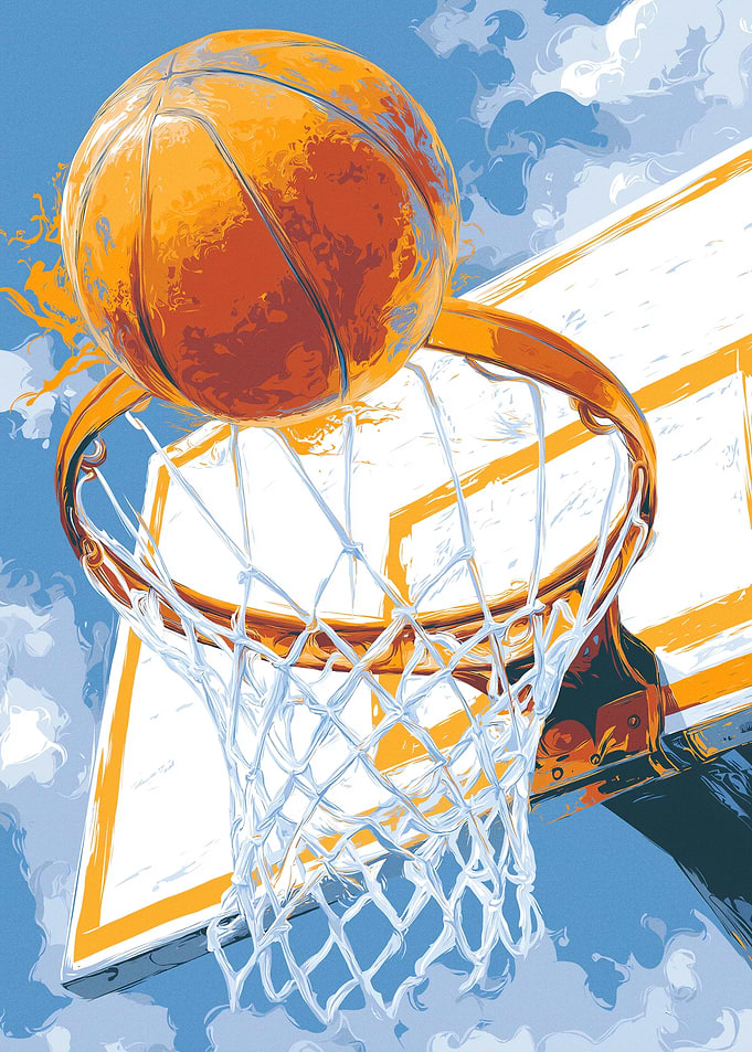 Basketball and Hoop Art