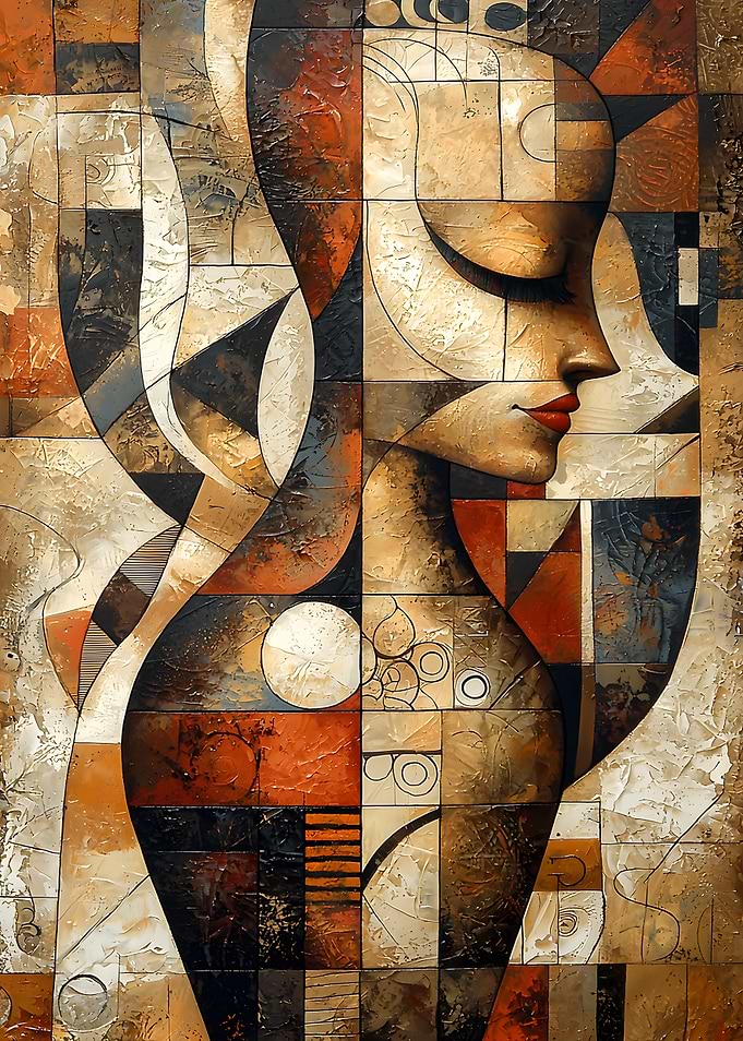 Abstract Woman Portrait in Earth Tones