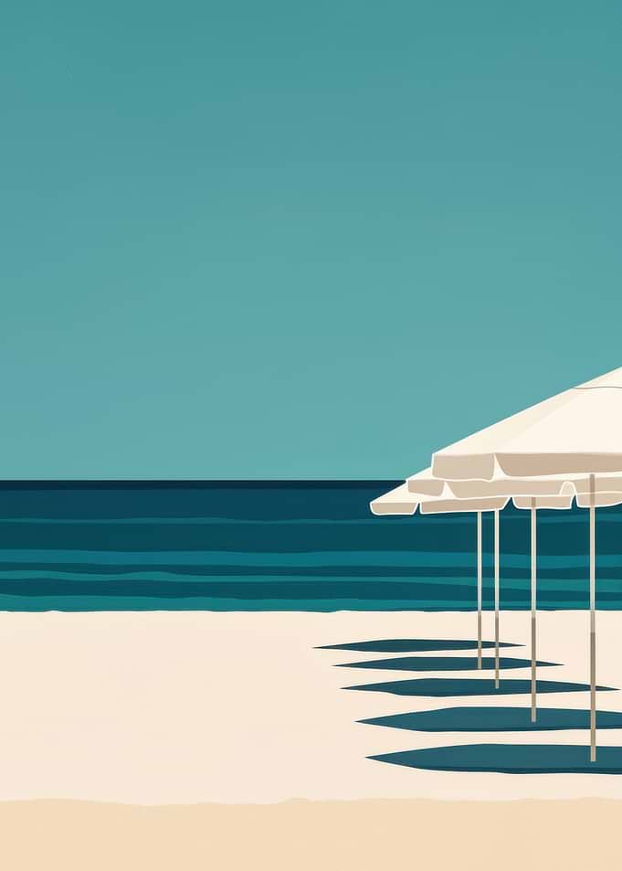 Beach Umbrellas Minimalist Art