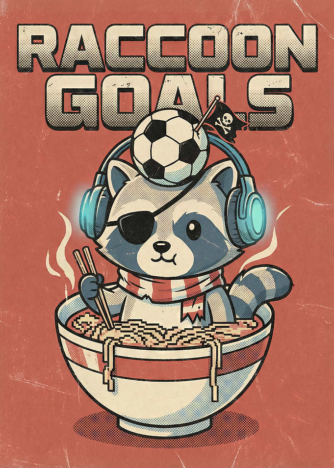 Raccoon Goals: Pirate Raccoon with Ramen