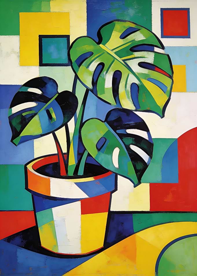 Abstract Monstera Plant Painting