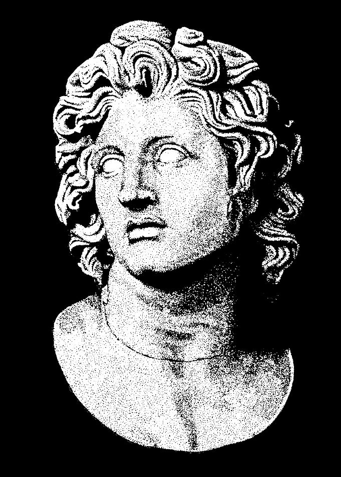 Alexander the Great Bust Black and White