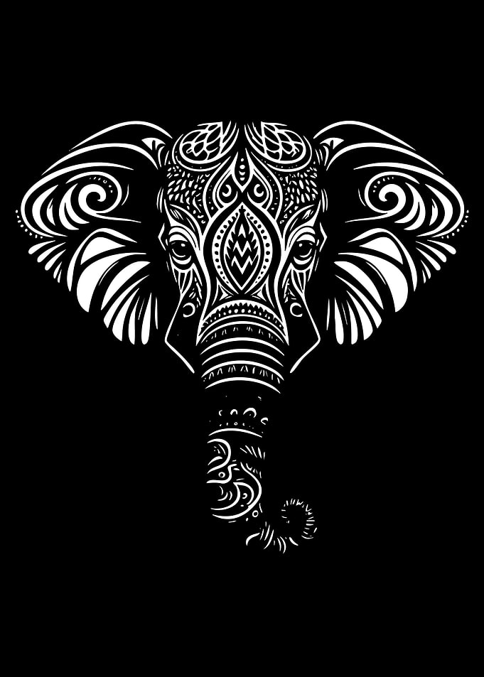 Ornate Elephant Head Illustration