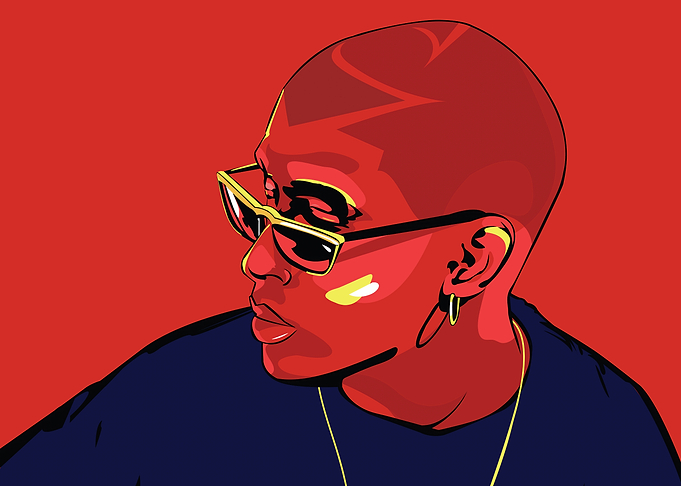 bad bunny Portrait with Sunglasses and Red Hue