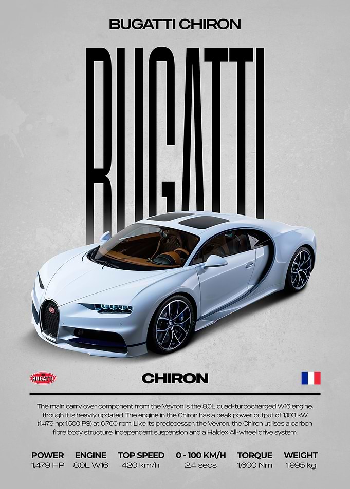 Bugatti Chiron Car Poster