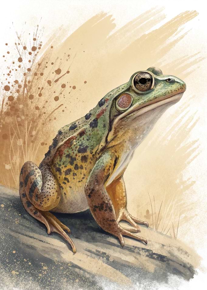 Watercolor Frog Portrait