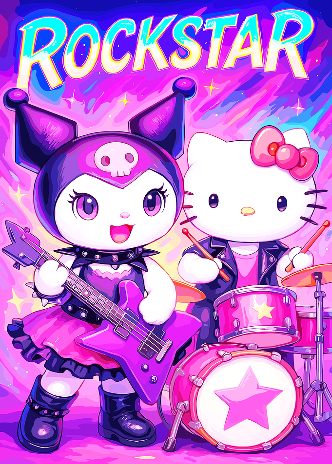 Kuromi and Hello Kitty Rockstar