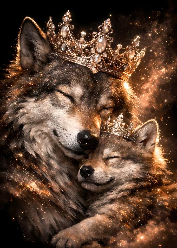 Wolf - Royal Rose Gold & Silver Luxury Wall Art