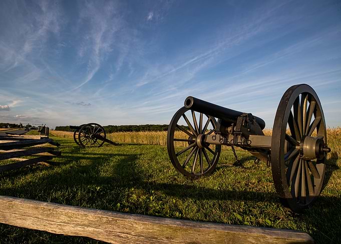Civil War Cannons on Battlefield
