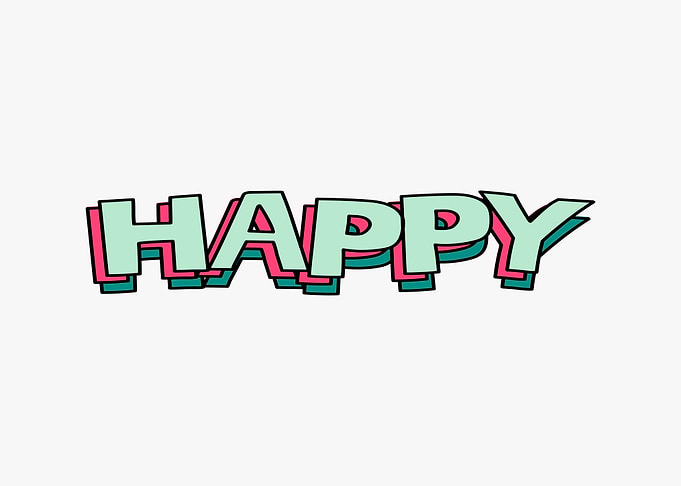 Happy Word Art with Colorful Layers
