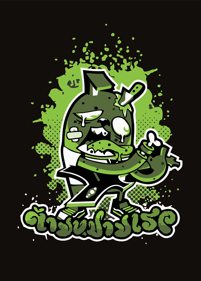 Cartoon Zombie Character with Knife
