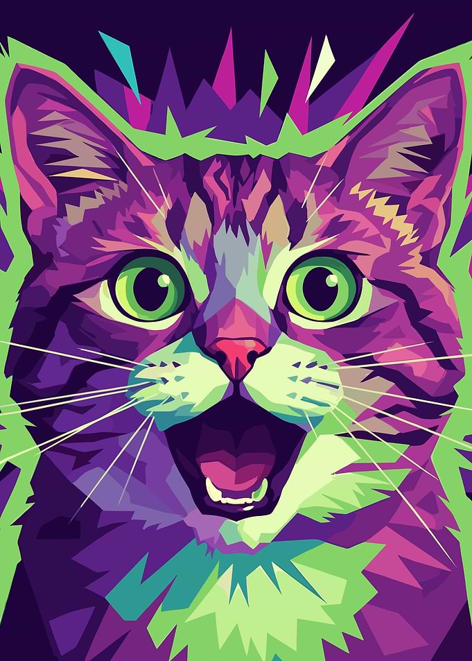 Colorful Pop Art Cat Portrait