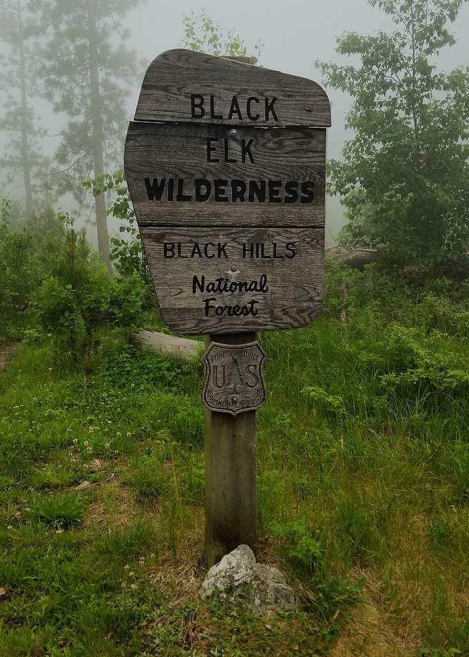 Foggy Black Elk Wilderness Sign