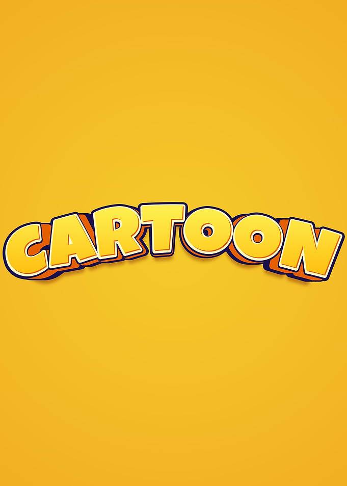 Cartoon Text Graphic on Yellow