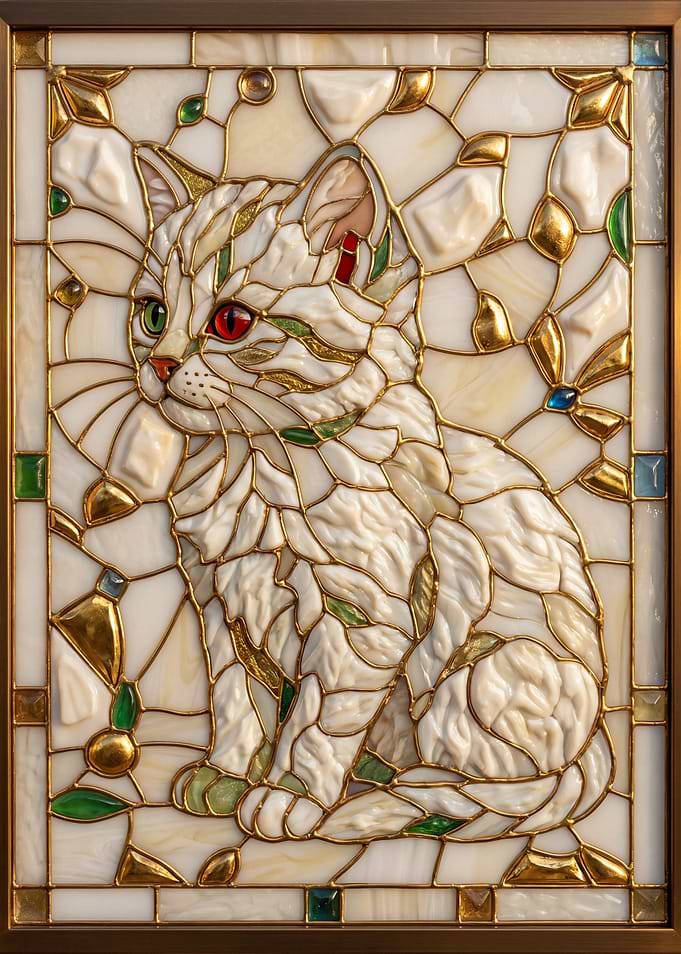 Gilded Serenity – Abstract Kintsugi Cat