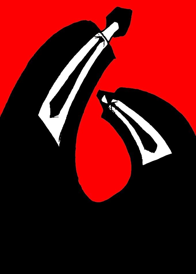 Abstract Suits on Red Background