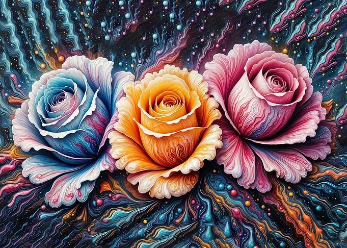 Three Roses with Abstract Background