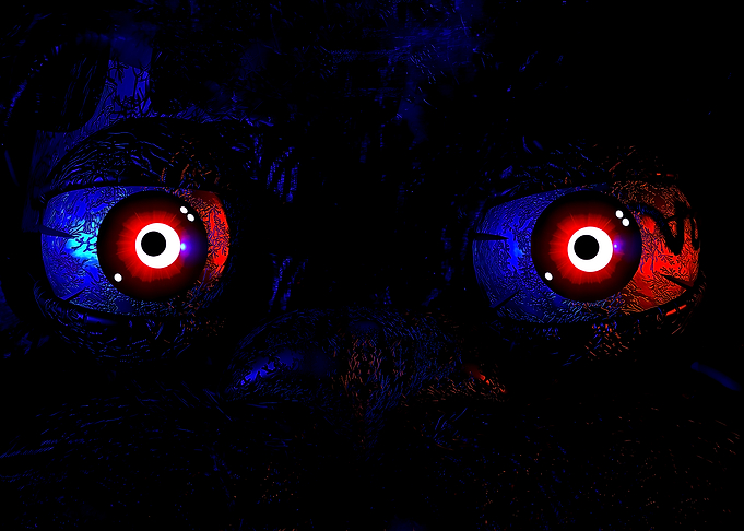 Glowing Red Eyes in the Dark
