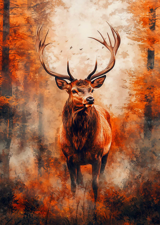 Majestic Deer in Autumn Forest