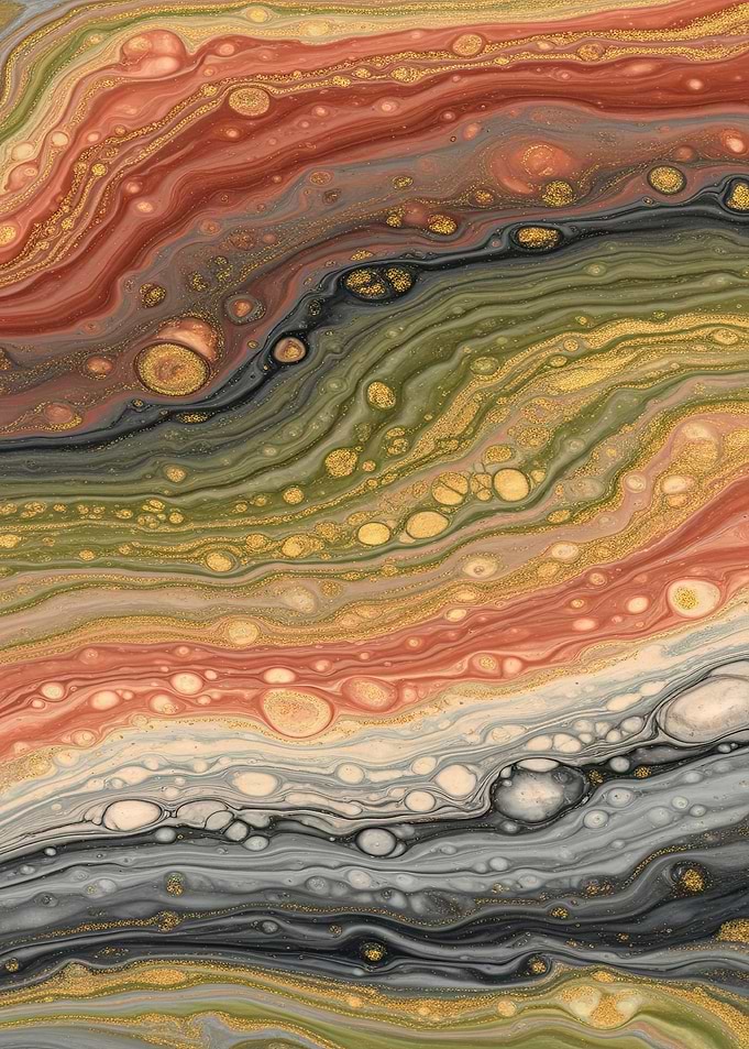 Abstract Fluid Art with Gold Accents