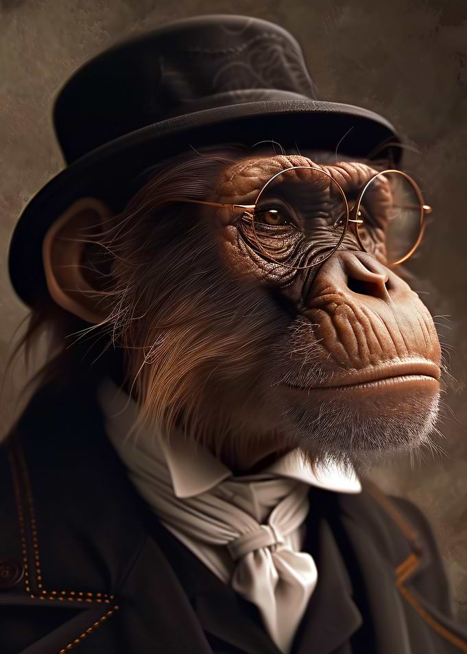 Chimpanzee Portrait in Formal Attire