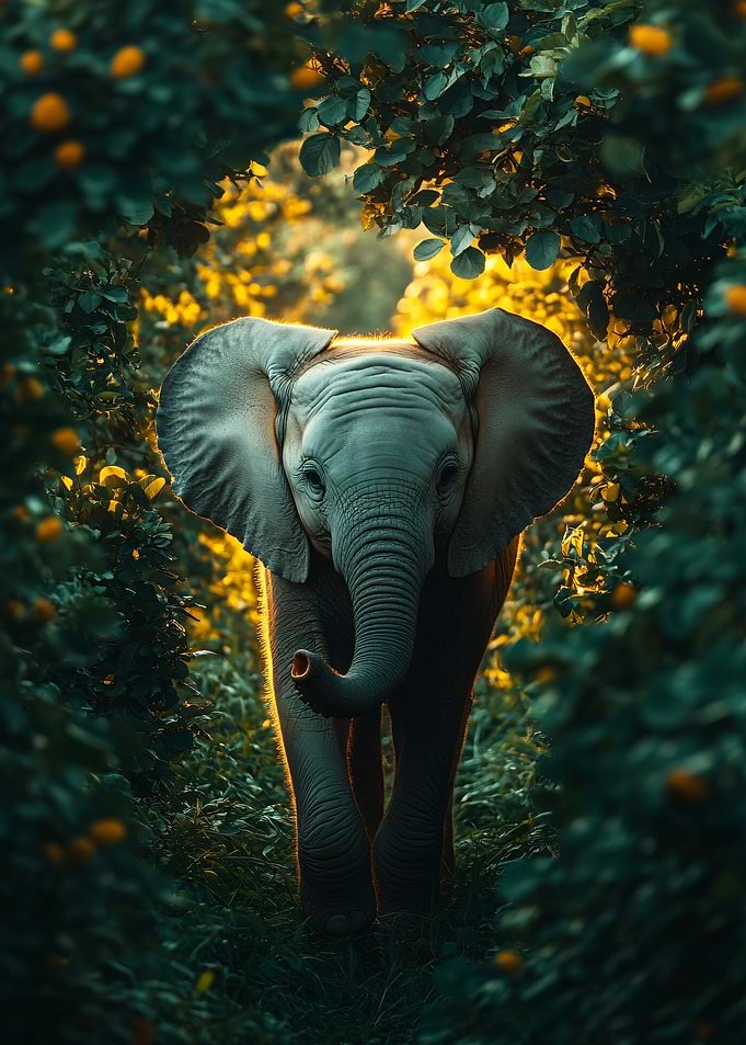 Baby Elephant in Lush Greenery