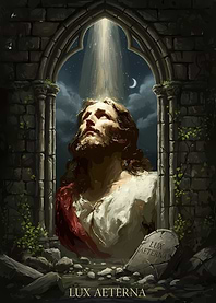 Lux Aeterna: Religious Figure in Stone Arch