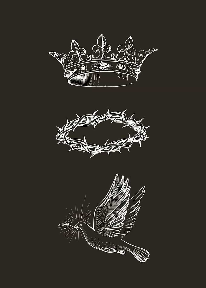 Crown, Thorns, and Dove Illustration
