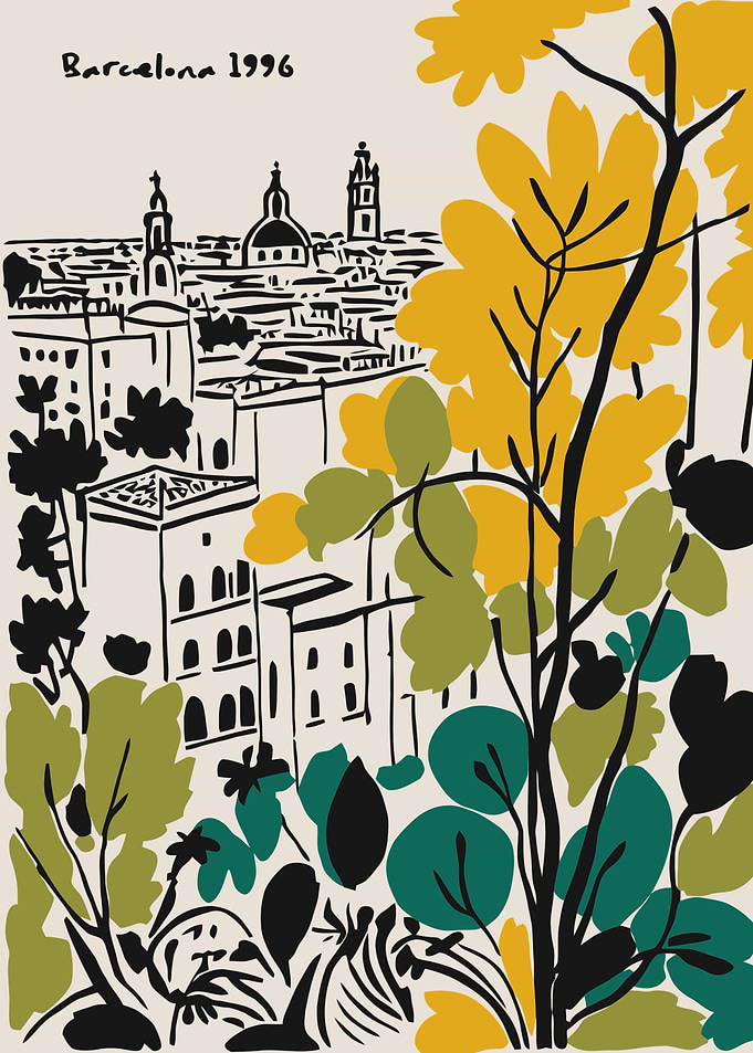 Barcelona 1996 Cityscape Illustration