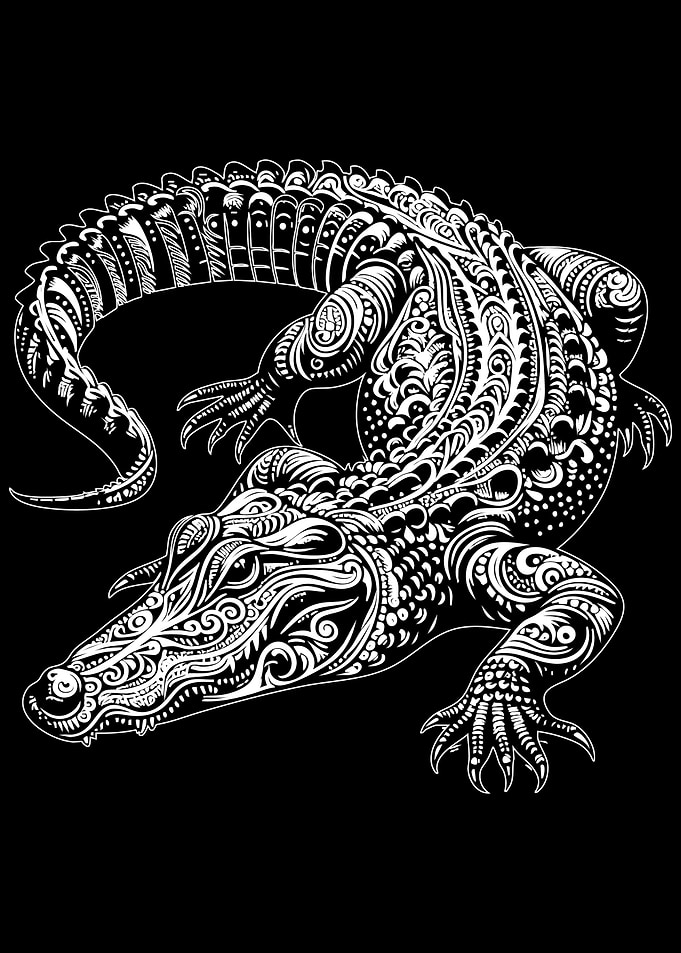 Ornate Crocodile Illustration