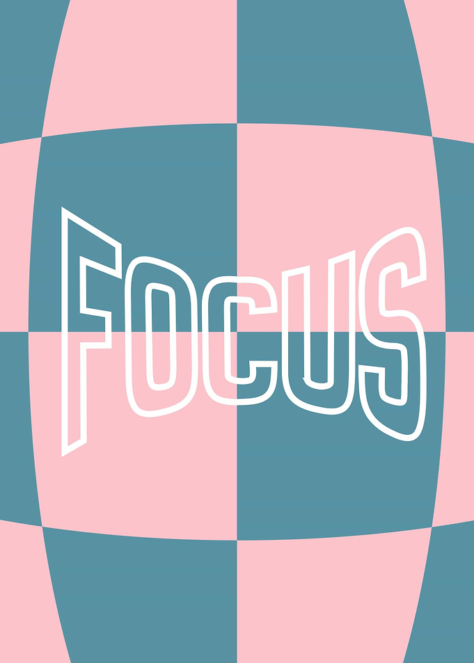 Focus Text on Checkered Background, Motivational Quote
