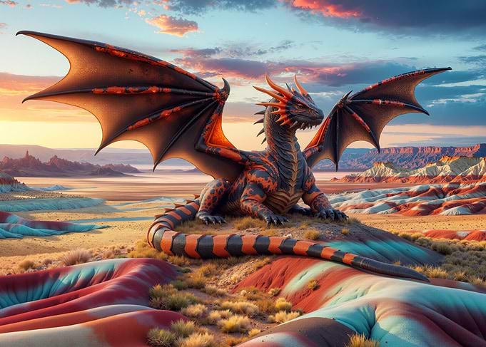 Dragon in a Desert Landscape
