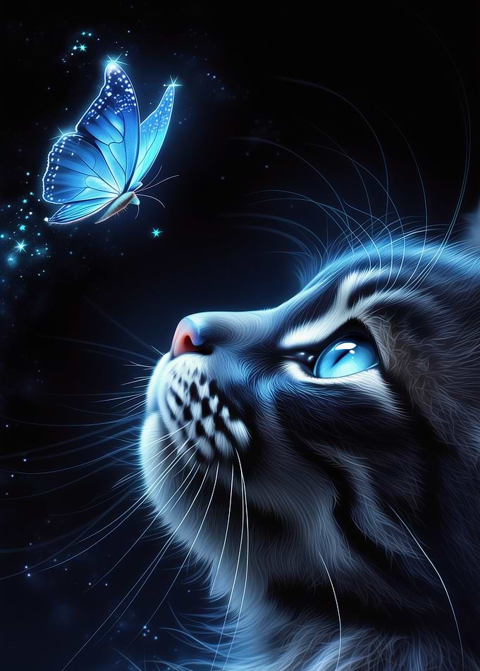 Cat and Butterfly Digital Art