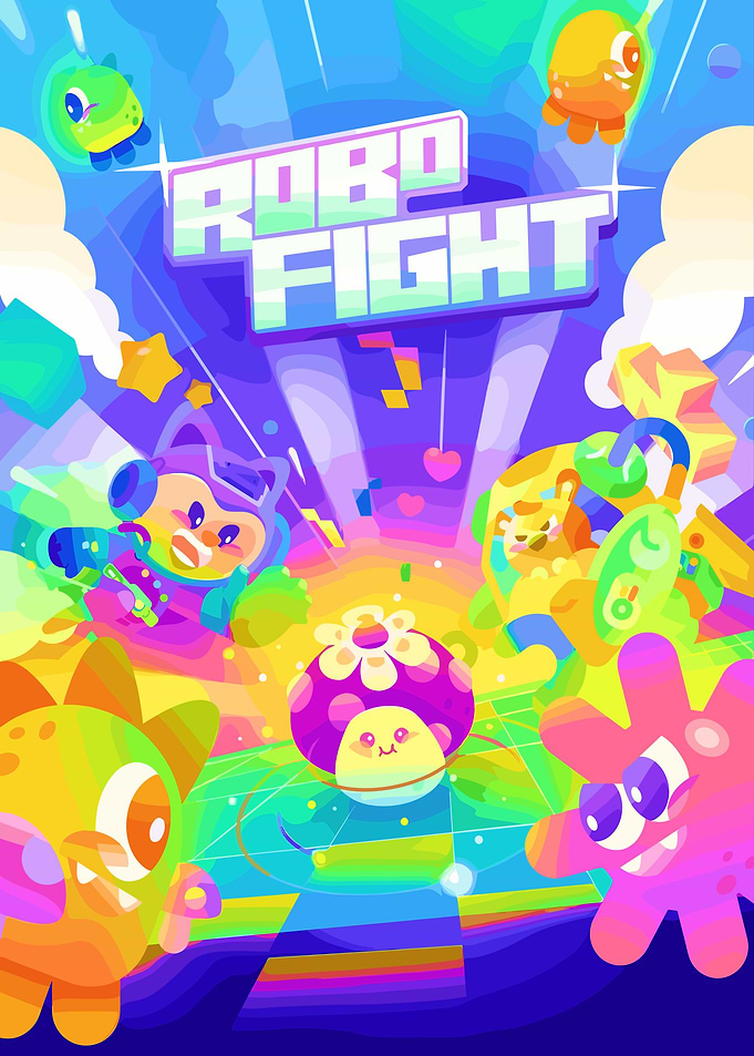 Robo Fight Game Colorful Illustration