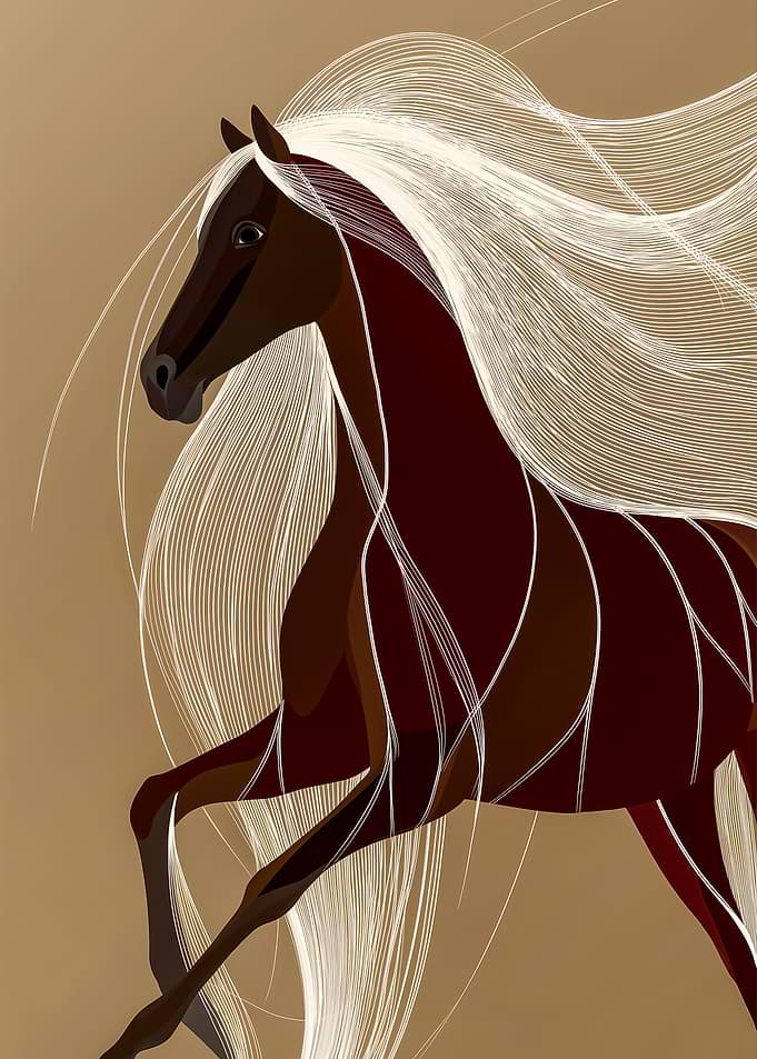 Elegant Horse Illustration with Flowing Mane