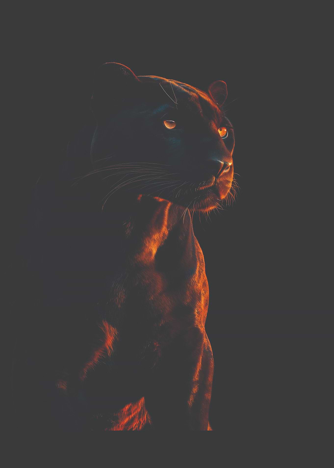 Black Panther Portrait in Golden Light