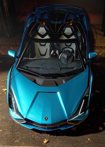 Turquoise Lamborghini Sian Roadster Top View