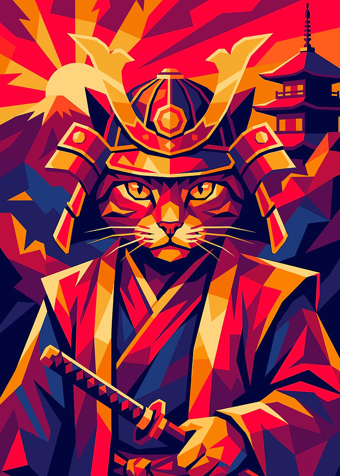 Samurai Cat Digital Art