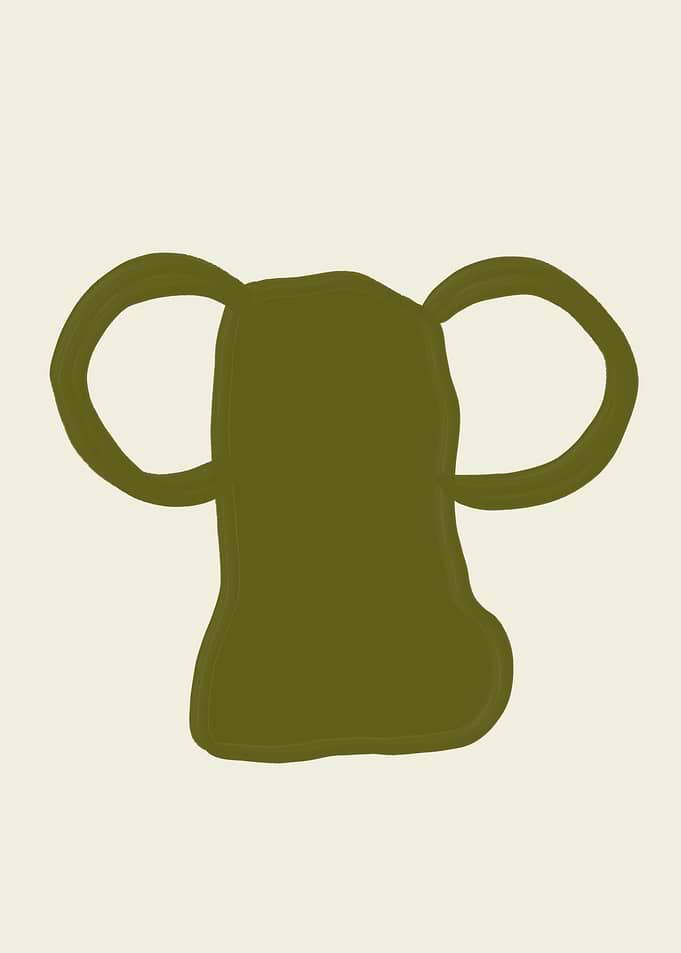 Abstract Olive Green Shape with Loops