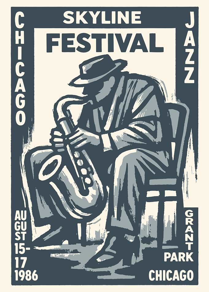 Chicago Skyline Jazz Festival 1986 Poster