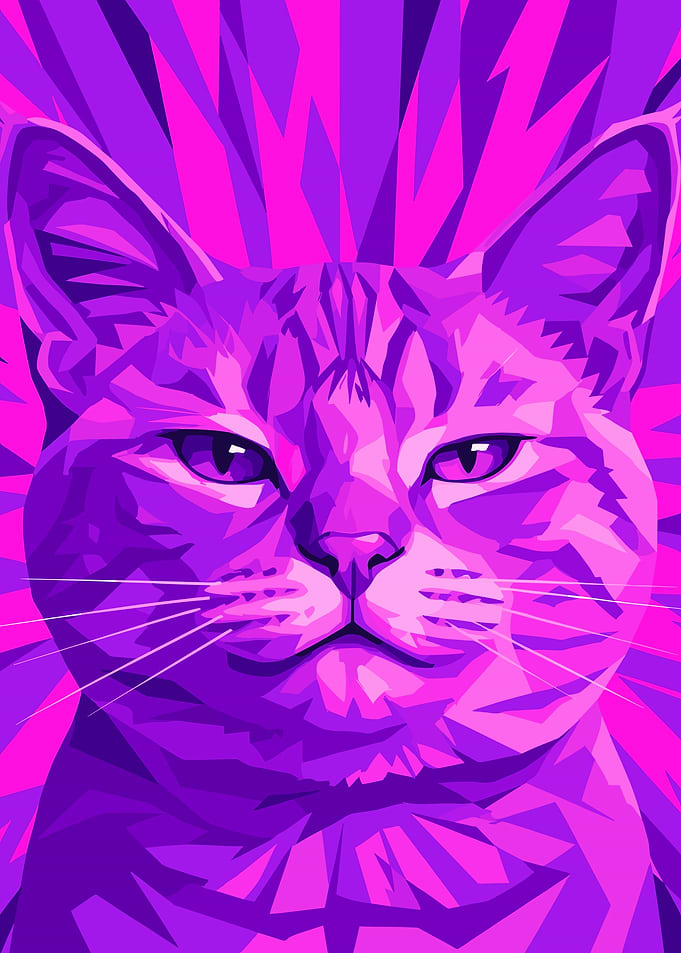 Purple and Pink Cat Portrait