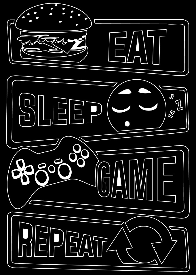 Eat Sleep Game Repeat Outline