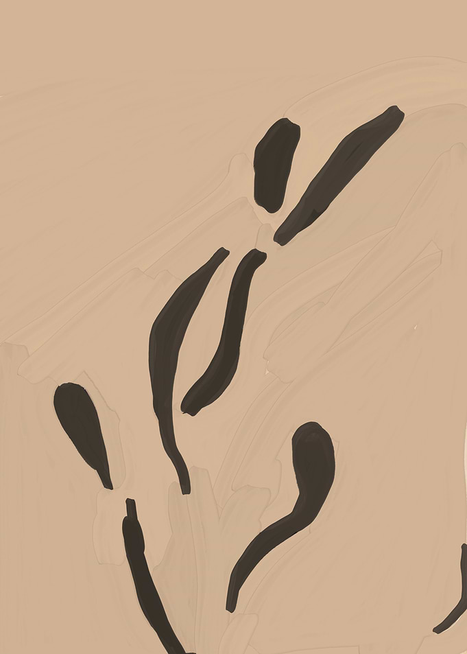 Abstract Floral Art in Beige and Black