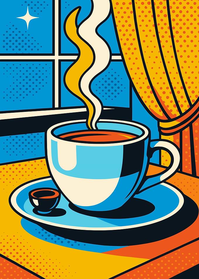Steaming Coffee Cup by the Window